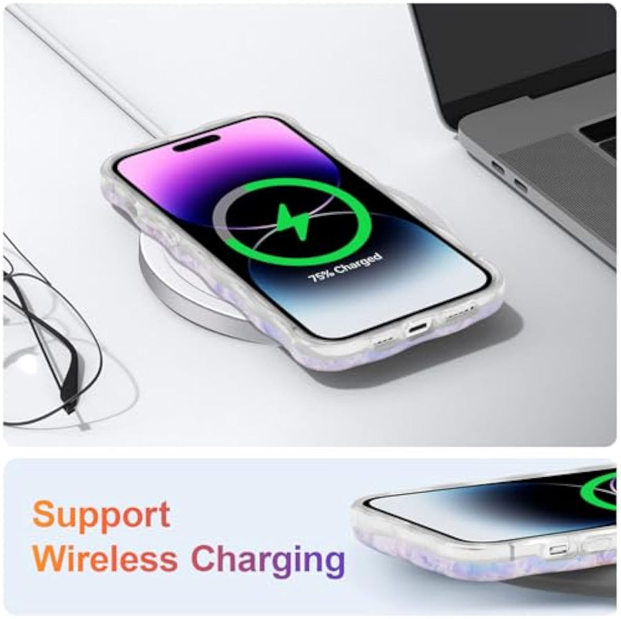 SupShell™️ TPU Oil Painting Printed Flower Case Series for iPhone 15 Pro Max, Light Blue - Supshell