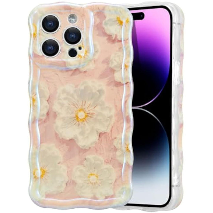 SupShell™️ TPU Oil Painting Printed Flower Case Series for iPhone 15 Pro Max, Light Pink - Supshell