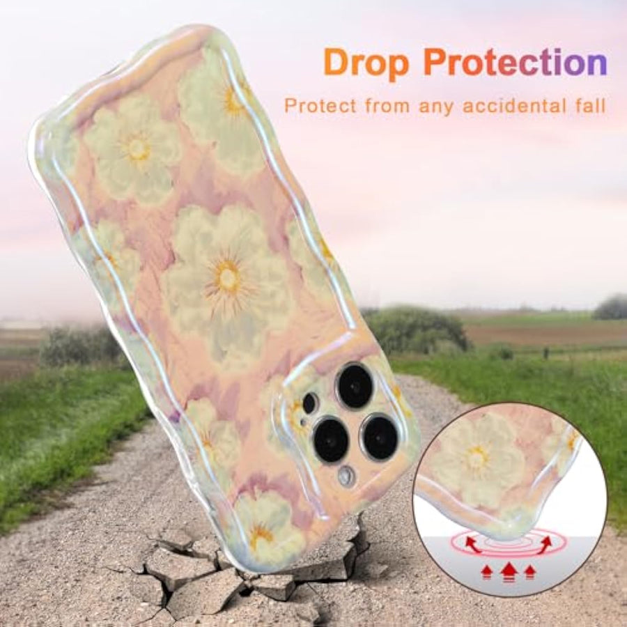 SupShell™️ TPU Oil Painting Printed Flower Case Series for iPhone 15 Pro Max, Light Pink - Supshell