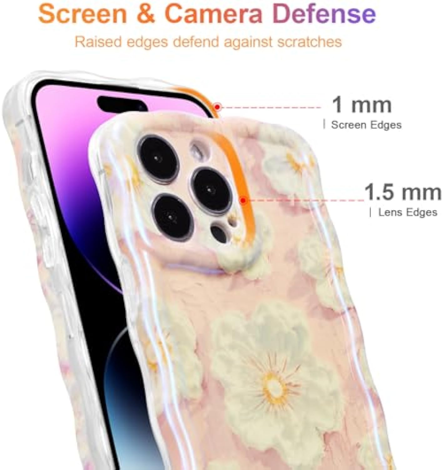 SupShell™️ TPU Oil Painting Printed Flower Case Series for iPhone 15 Pro Max, Light Pink