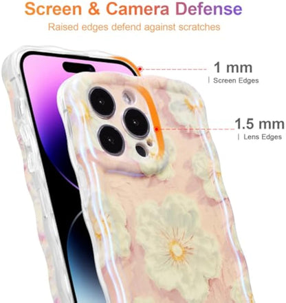 SupShell™️ TPU Oil Painting Printed Flower Case Series for iPhone 15 Pro Max, Light Pink