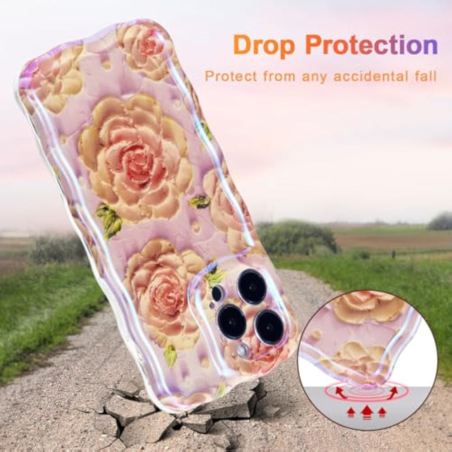 SupShell™️ TPU Oil Painting Printed Flower Case Series for iPhone 15 Pro Max, Pink Peony - Supshell