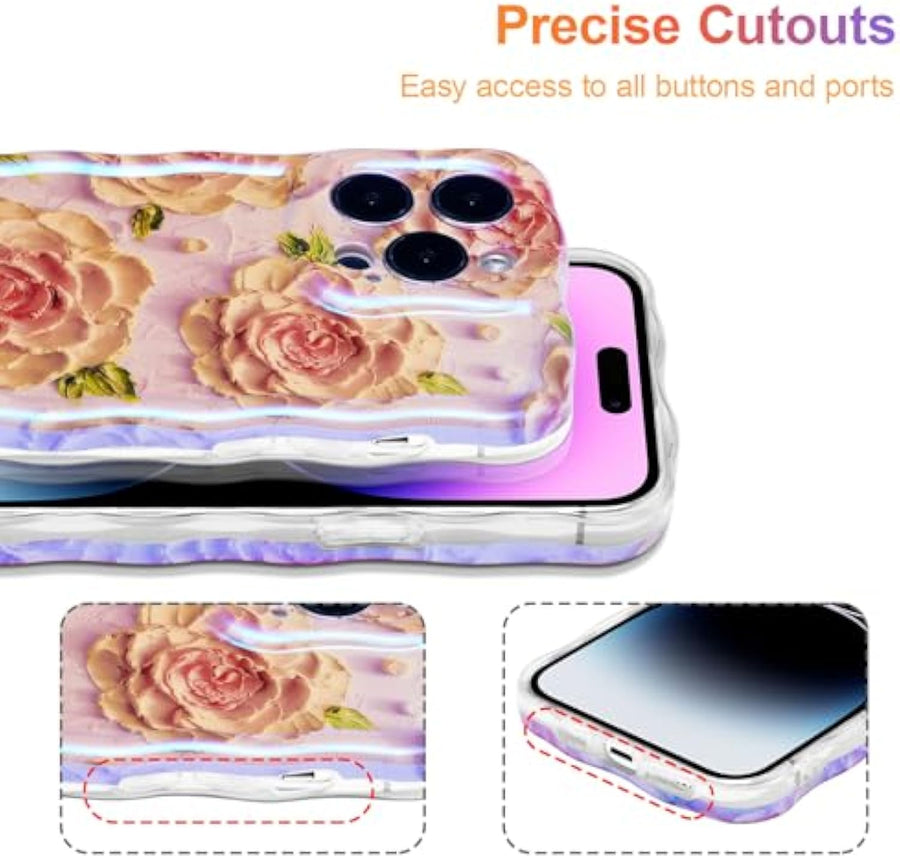SupShell™️ TPU Oil Painting Printed Flower Case Series for iPhone 15 Pro Max, Pink Peony - Supshell