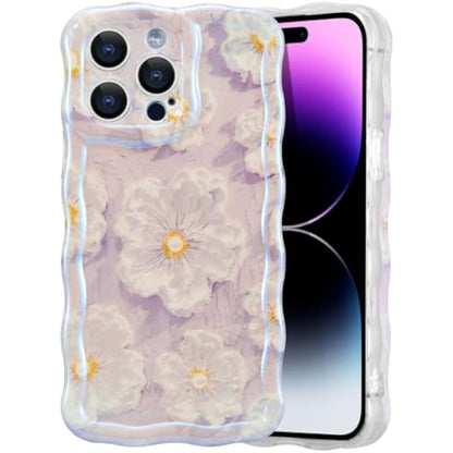 SupShell™️ TPU Oil Painting Printed Flower Case Series for iPhone 15 Pro Max, Light Purple