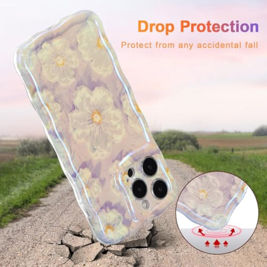 SupShell™️ TPU Oil Painting Printed Flower Case Series for iPhone 15 Pro Max, Light Purple - Supshell