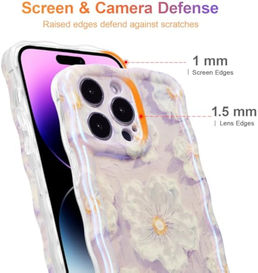 SupShell™️ TPU Oil Painting Printed Flower Case Series for iPhone 15 Pro Max, Light Purple - Supshell