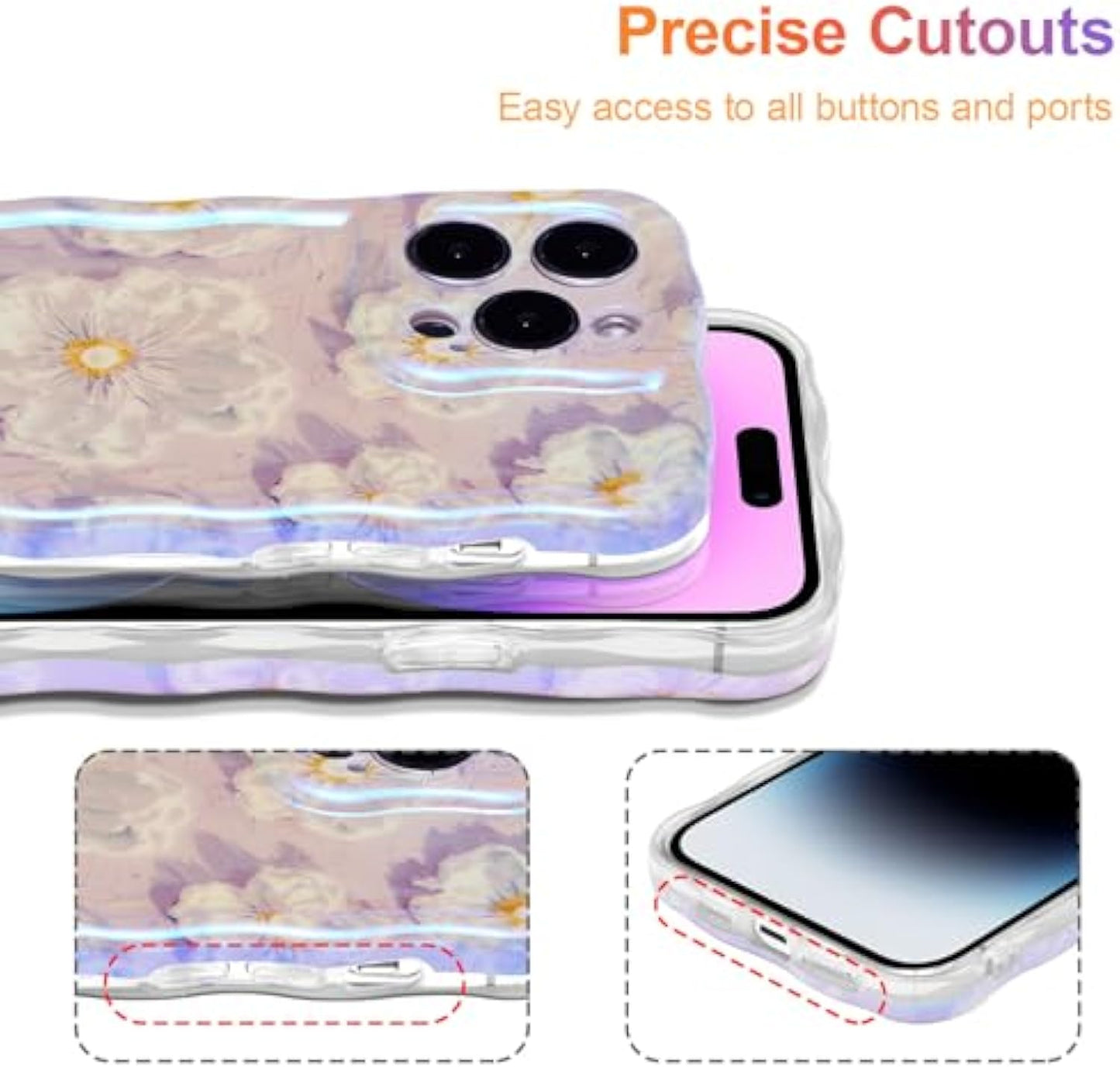 SupShell™️ TPU Oil Painting Printed Flower Case Series for iPhone 15 Pro Max, Light Purple