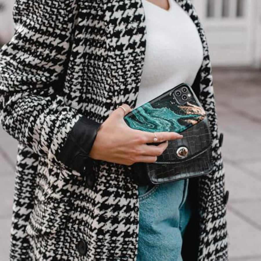 SupShell™️ Silicone Marble Textures Phone Case Series for iPhone 16, 15, 14, 13, 12, Emerald Pool - Supshell