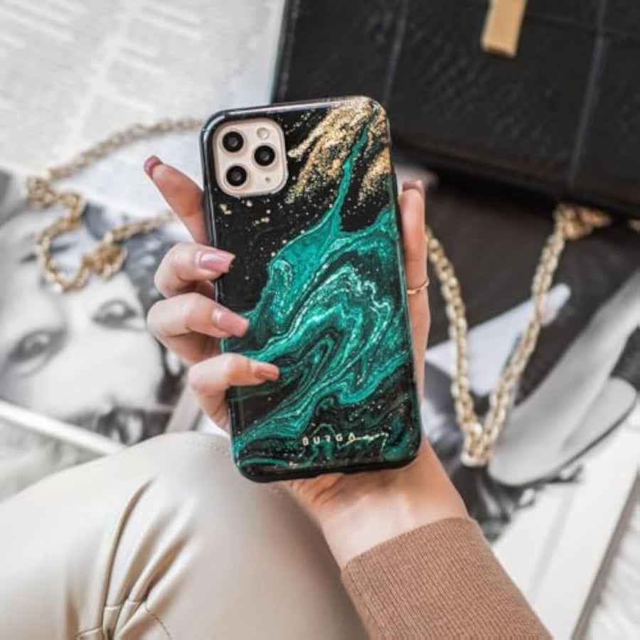 SupShell™️ Silicone Marble Textures Phone Case Series for iPhone 16, 15, 14, 13, 12, Emerald Pool - Supshell