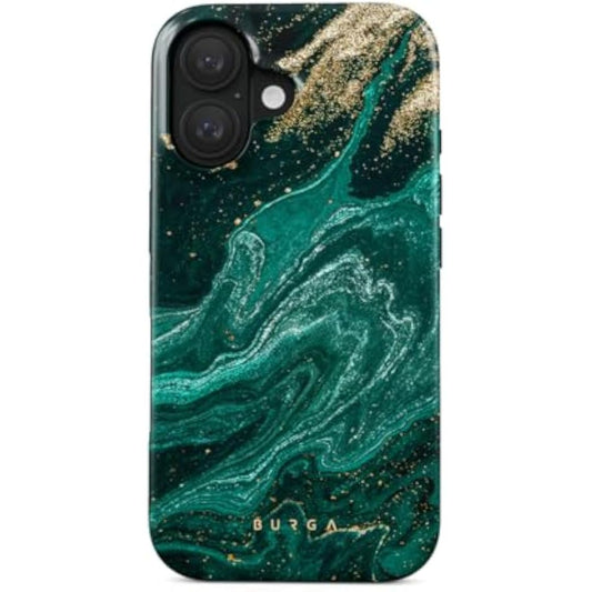 SupShell™️ Silicone Marble Textures Phone Case Series for iPhone 16, 15, 14, 13, 12, Emerald Pool