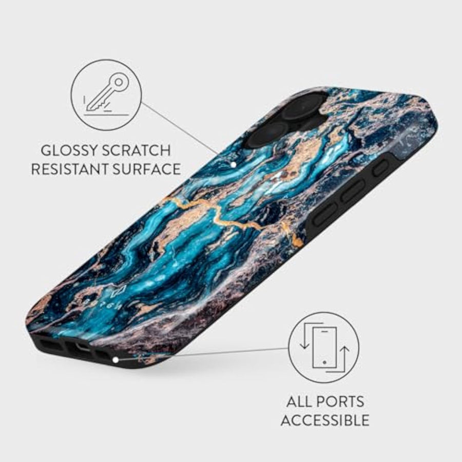 SupShell™️ Silicone Marble Textures Phone Case Series for iPhone 16, 15, 14, 13, 12, Mystic River - Supshell