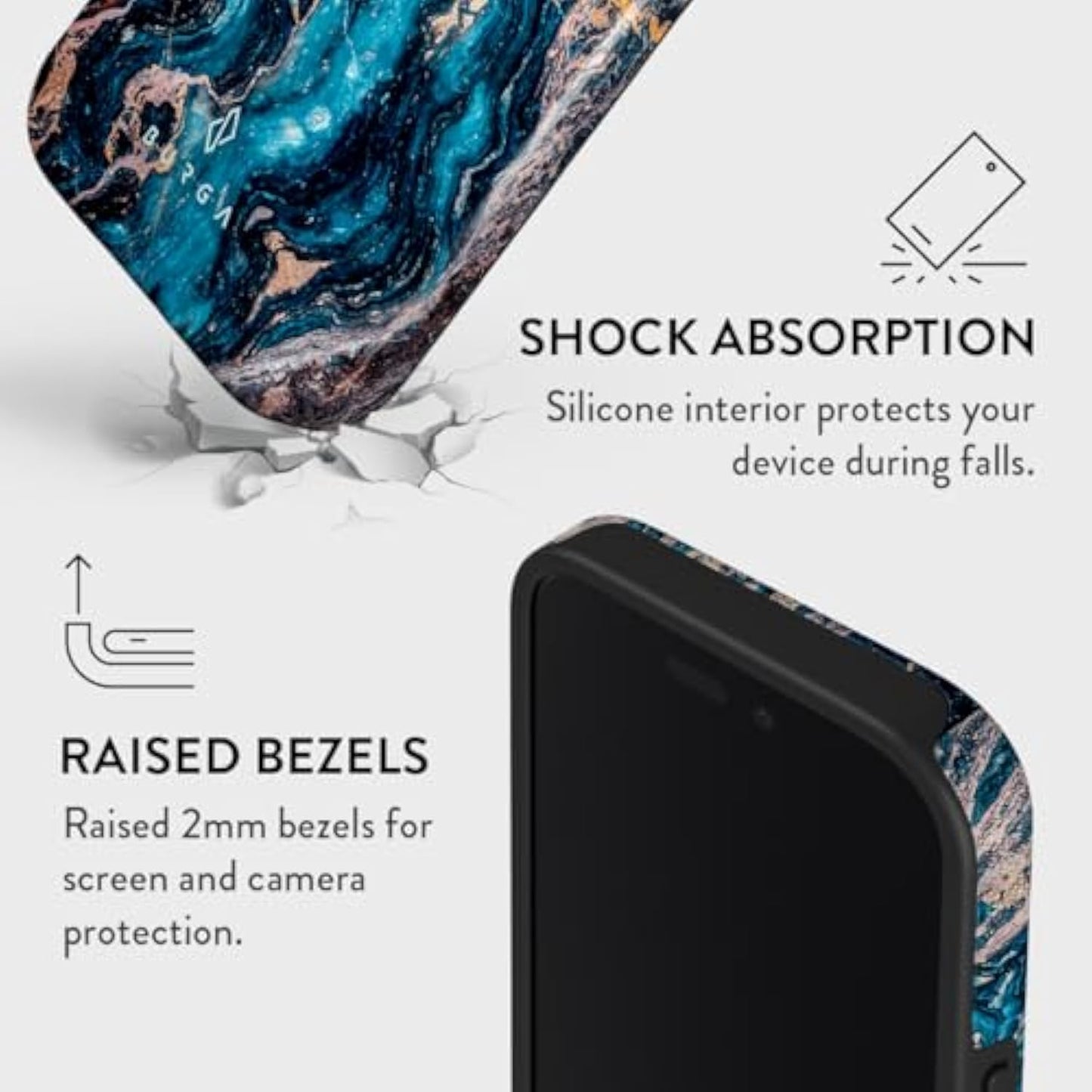 SupShell™️ Silicone Marble Textures Phone Case Series for iPhone 16, 15, 14, 13, 12, Mystic River