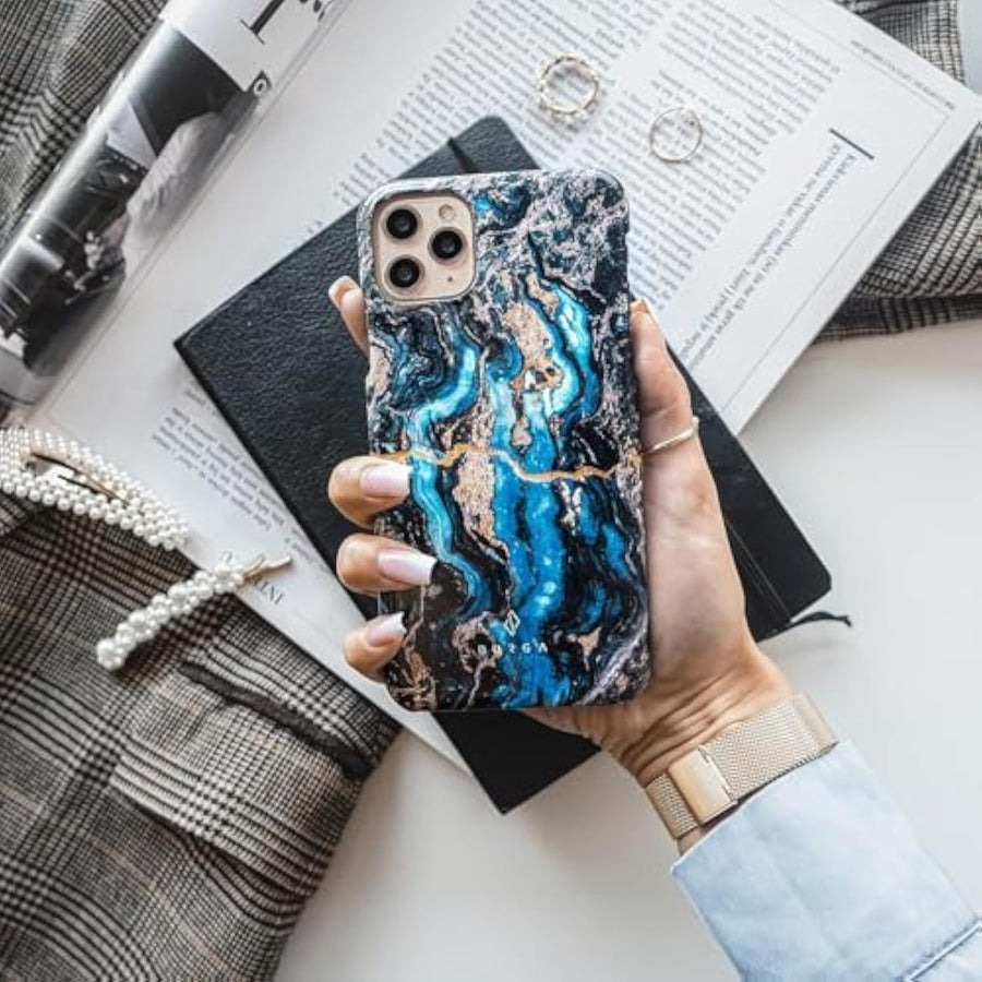 SupShell™️ Silicone Marble Textures Phone Case Series for iPhone 16, 15, 14, 13, 12, Mystic River - Supshell