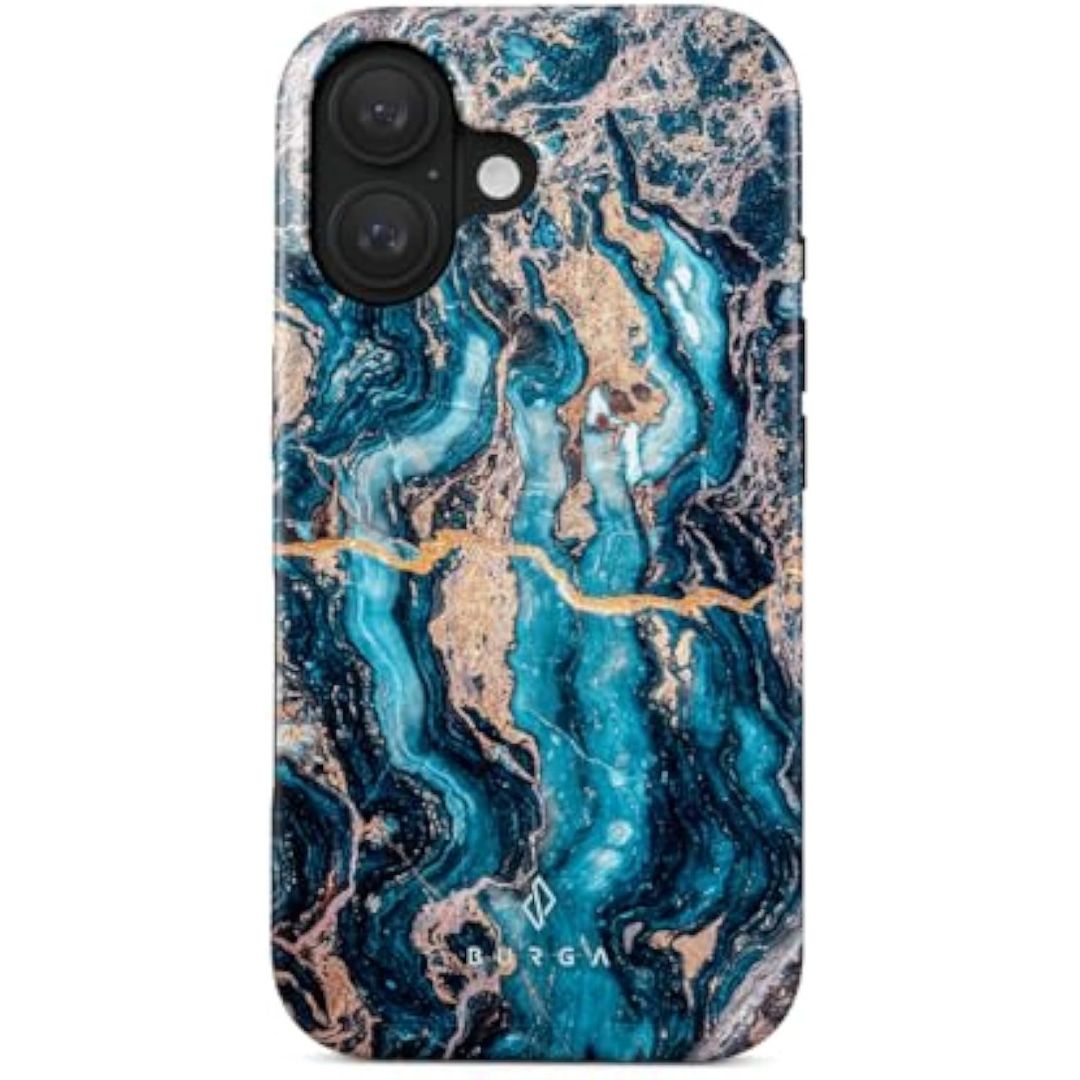 SupShell™️ Silicone Marble Textures Phone Case Series for iPhone 16, 15, 14, 13, 12, Mystic River