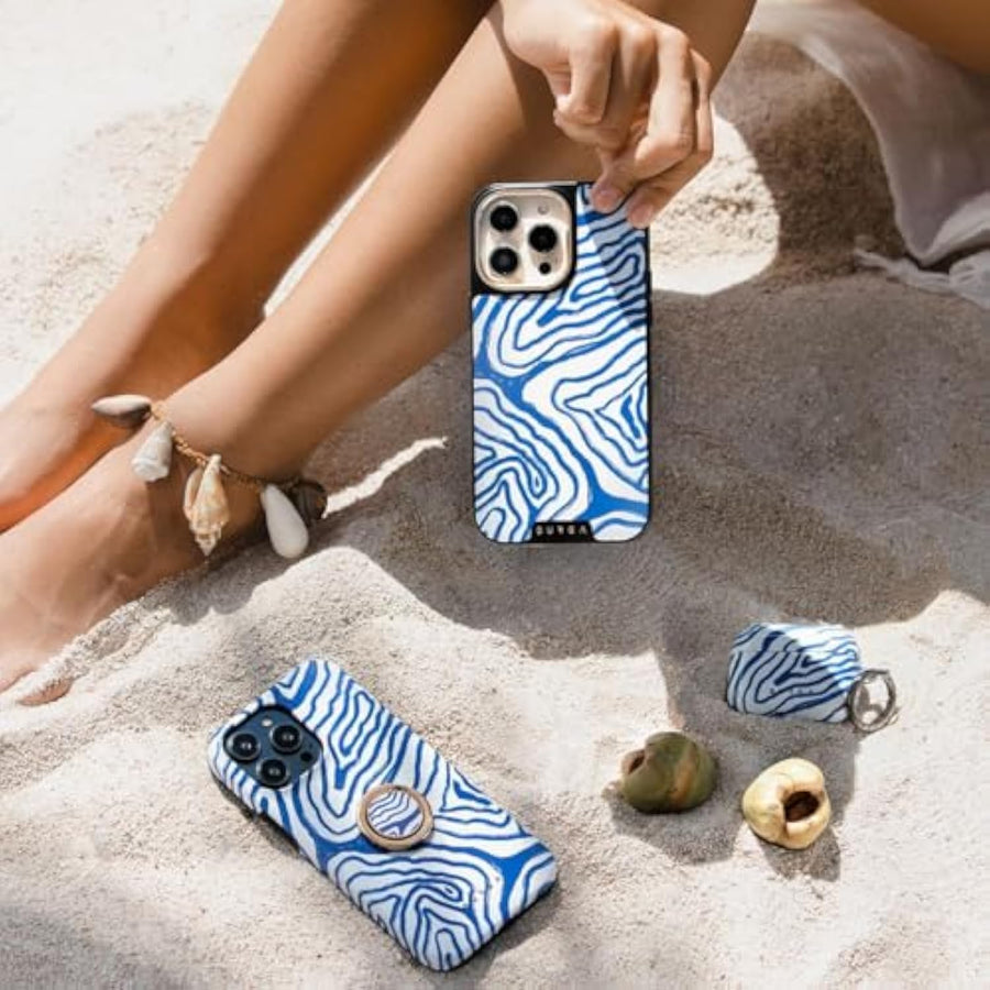 SupShell™️ Silicone Marble Textures Phone Case Series for iPhone 16, 15, 14, 13, 12, Seven Seas - Supshell