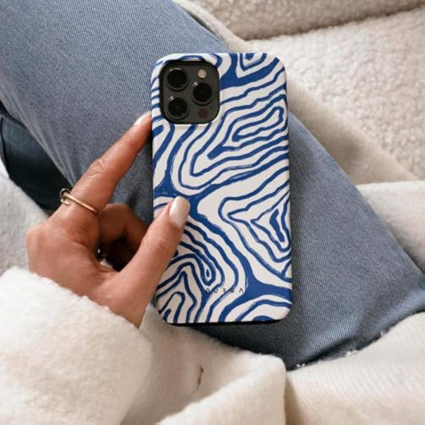 SupShell™️ Silicone Marble Textures Phone Case Series for iPhone 16, 15, 14, 13, 12, Seven Seas