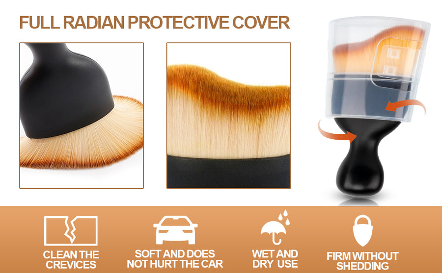 Scratch-Free Car Cleaning Brush with Cover – Soft Bristle Duster for Interior, Vents, Home