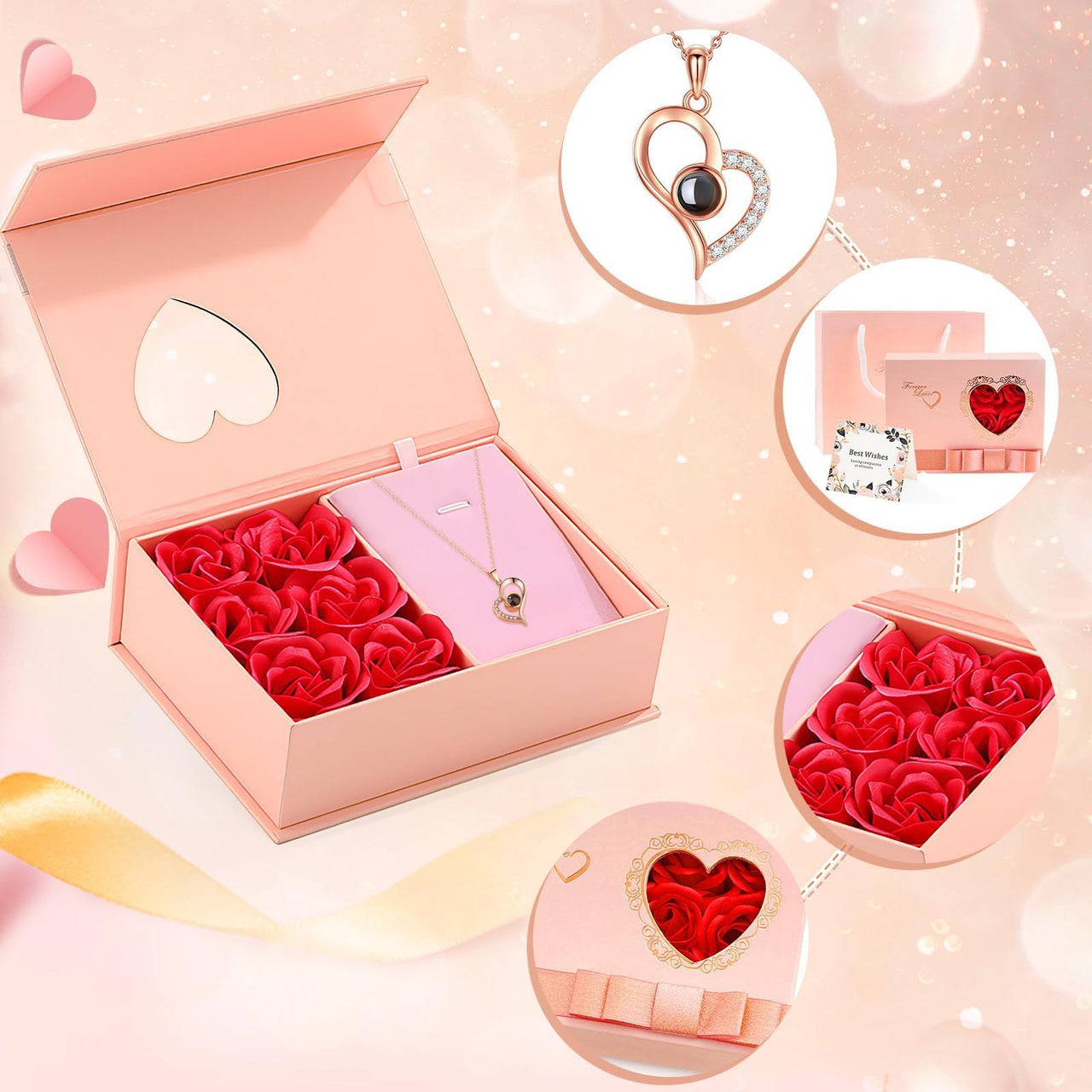 Mangalmay Rose Flower Premium Box with Necklace (🔥Gift for Beloved One🔥)
