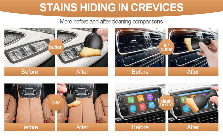 Scratch-Free Car Cleaning Brush with Cover – Soft Bristle Duster for Interior, Vents, Home
