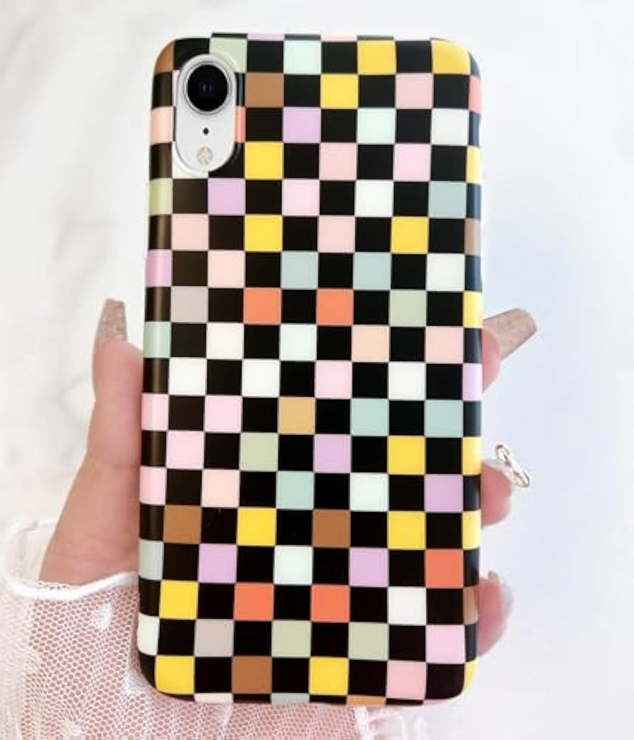 SupShell™️ TPU Geometric Pattern Case Series Compatible with iPhone XR, Colorful Chessboard - Supshell