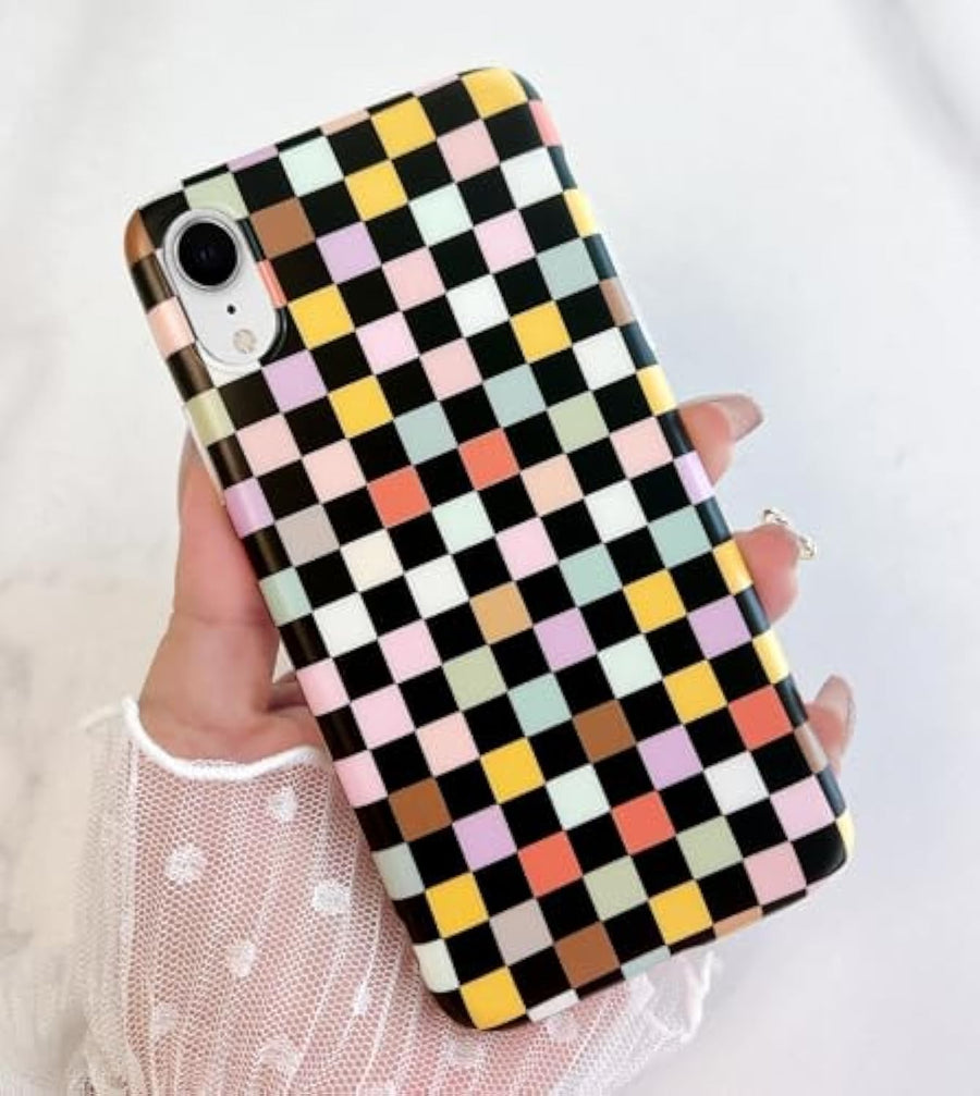 SupShell™️ TPU Geometric Pattern Case Series Compatible with iPhone XR, Colorful Chessboard - Supshell