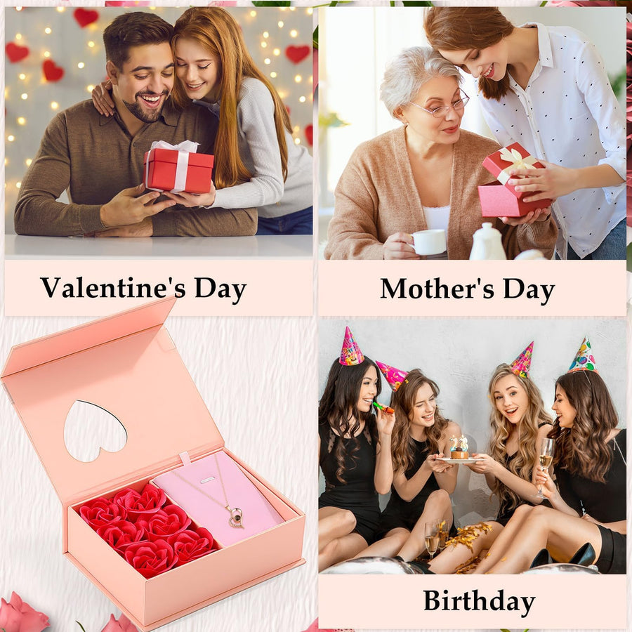 Mangalmay Rose Flower Premium Box with Necklace (🔥Gift for Beloved One🔥)