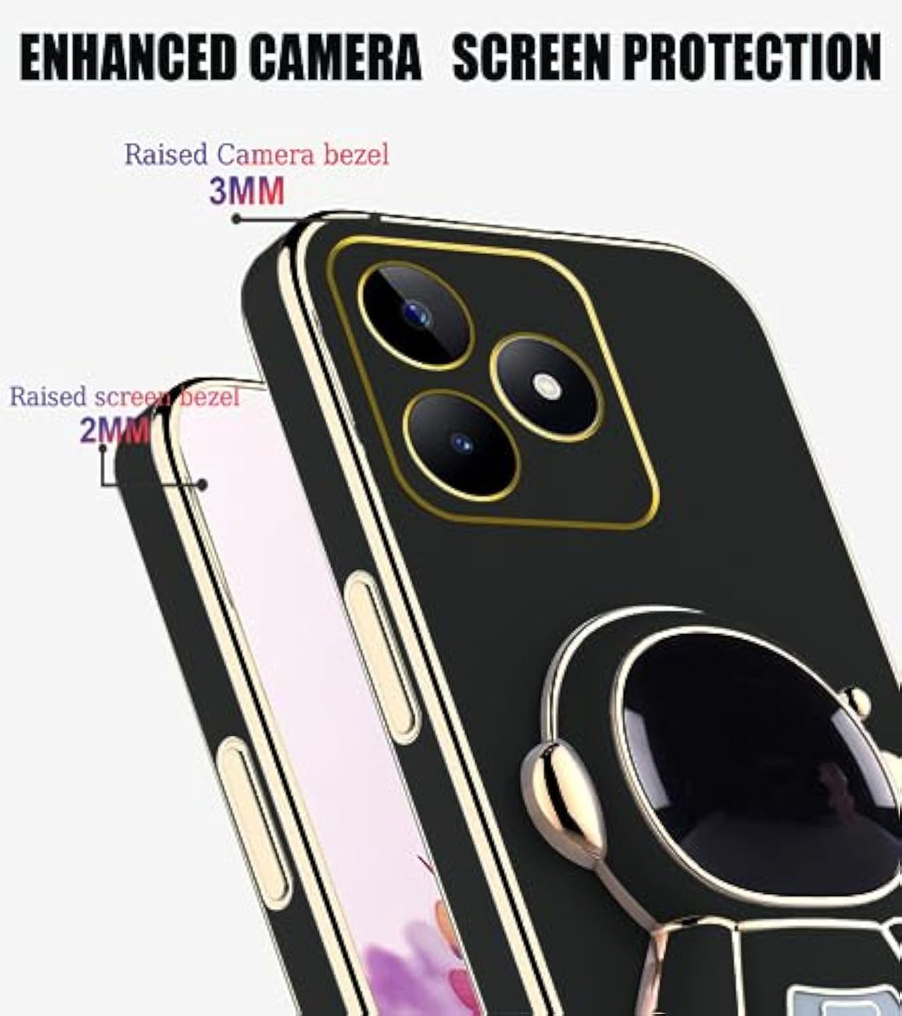 SupShell™️ Silicone Cute Astronaut Case Series Compatible with Realme Note 50, Black - Supshell