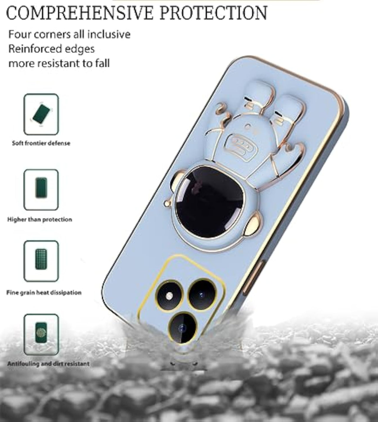 SupShell™️ Silicone Cute Astronaut Case Series Compatible with Realme Note 50, Blue - Supshell