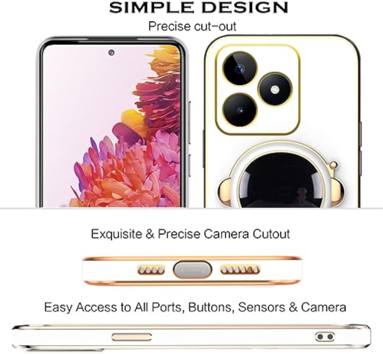 SupShell™️ Silicone Cute Astronaut Case Series Compatible with Realme Note 50, White - Supshell