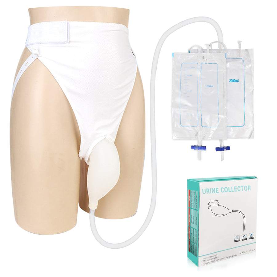 Male Urine Collect Bag -Reusable Silicone | Leak-Proof, Comfort-Fit & Easy Clean | White/blue