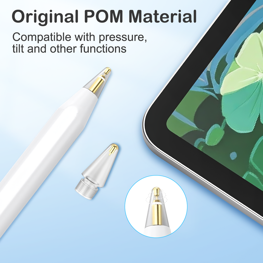 6-Piece Apple Pencil Tips for Apple Pencil 2nd/1st Generation and Apple Pencil Pro/USB-C, Durable Highly Sensitive Precise POM Replacement Tip for iPad Pro/Mini/Air