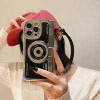 SupShell™ Retro Camera iPhone Case - TPU & Leather | Shockproof 3D Protection for Women - Black - Supshell