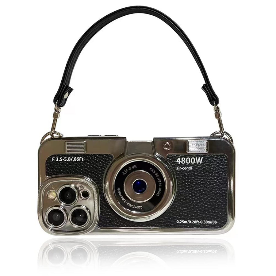 SupShell™ Retro Camera iPhone Case - TPU & Leather | Shockproof 3D Protection for Women - Black - Supshell