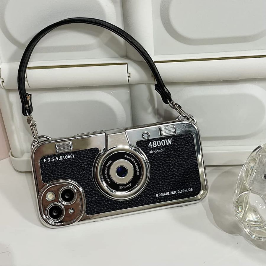 SupShell™ Retro Camera iPhone Case - TPU & Leather | Shockproof 3D Protection for Women - Black - Supshell