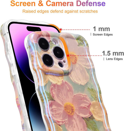 SupShell™️ TPU Oil Painting Printed Flower Case Series for iPhone 15 Pro Max, Green