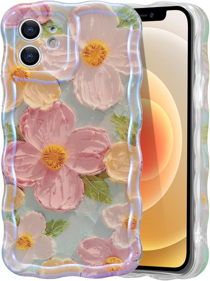 SupShell™️ TPU Oil Painting Printed Flower Case Series for iPhone 15 Pro Max, Green