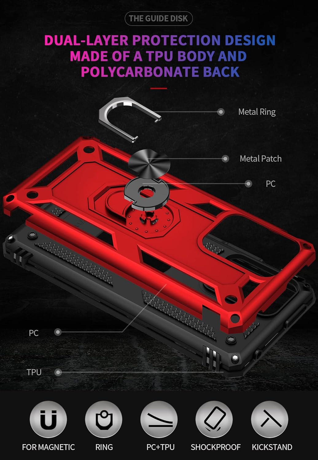 SupShell™️ TPU Military Protection Shockproof Rugged Armor Case Series for Mi 11T / 11T Pro, Red