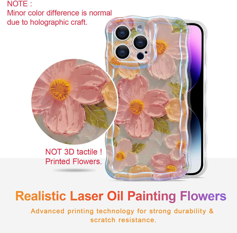 SupShell™️ TPU Oil Painting Printed Flower Case Series for iPhone 15 Pro Max, Green - Supshell