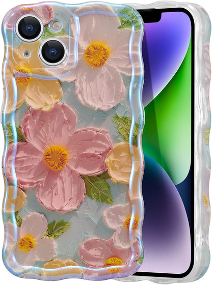 SupShell™️ TPU Oil Painting Printed Flower Case Series for iPhone 15 Pro Max, Green