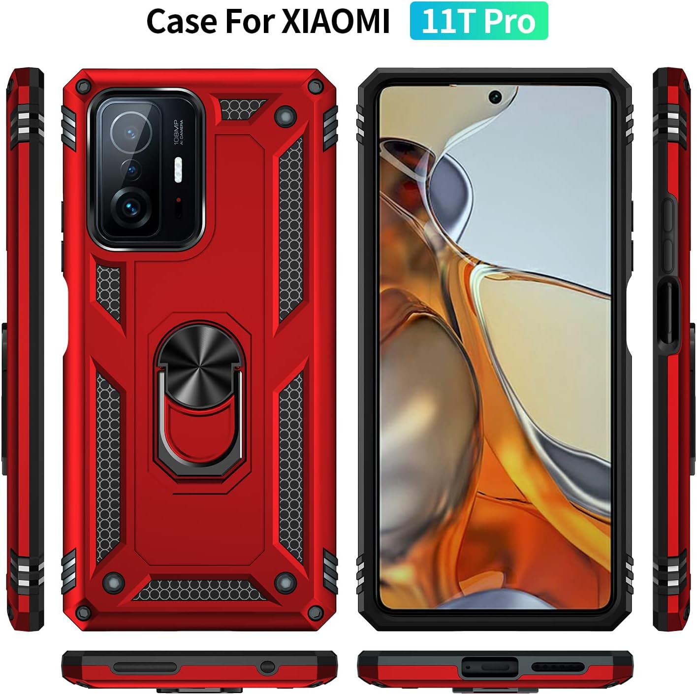 SupShell™️ TPU Military Protection Shockproof Rugged Armor Case Series for Mi 11T / 11T Pro, Red