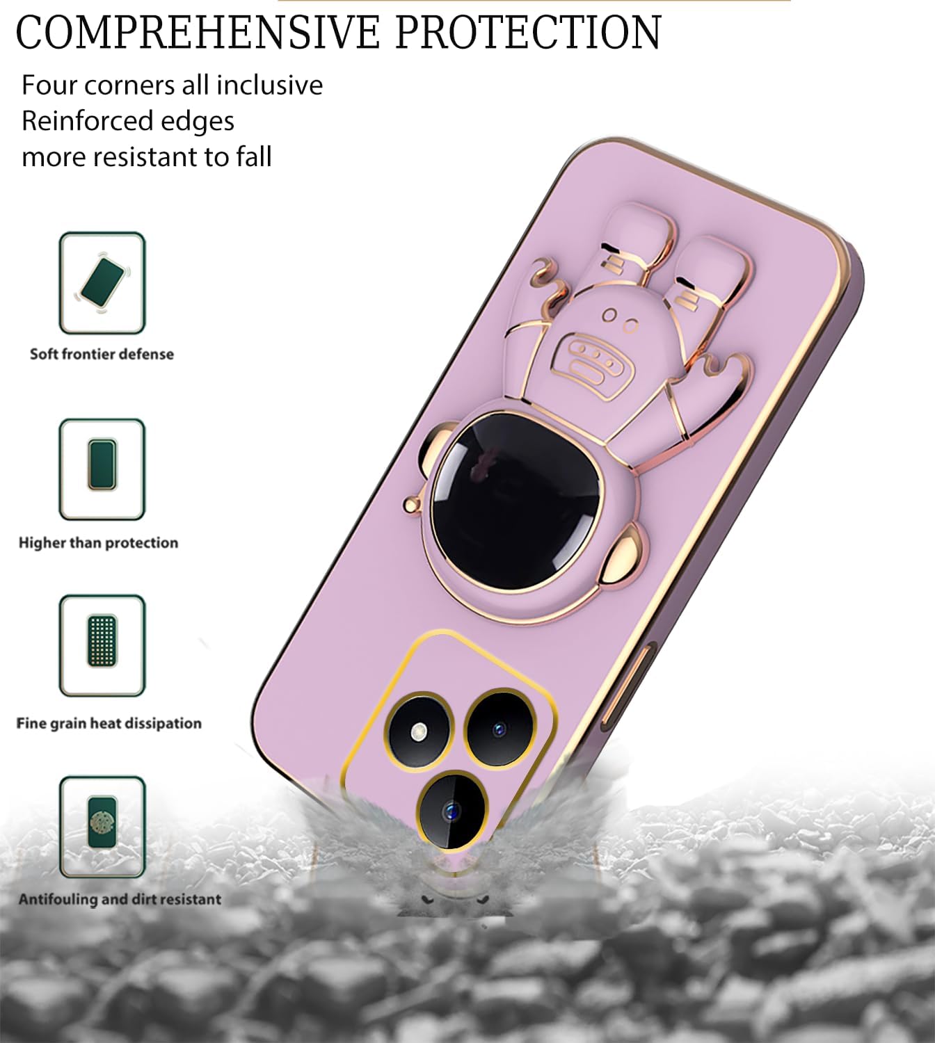 SupShell™️ Silicone Cute Astronaut Case Series Compatible with Realme Note 50, Purple