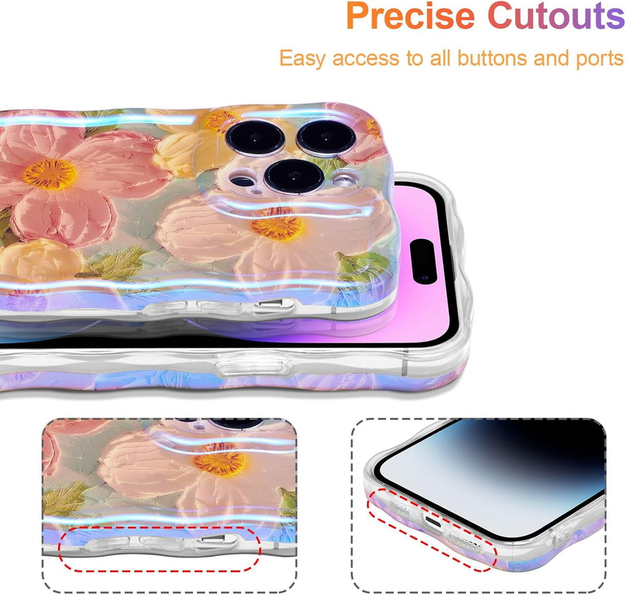 SupShell™️ TPU Oil Painting Printed Flower Case Series for iPhone 15 Pro Max, Green - Supshell