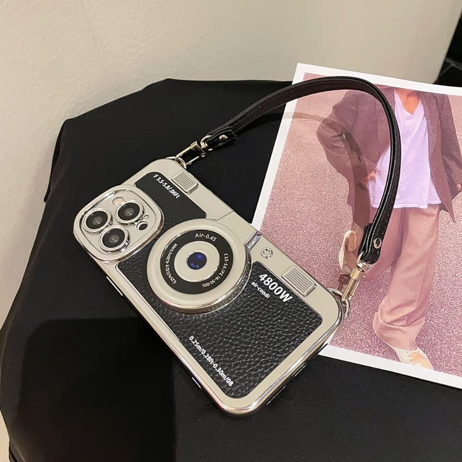 SupShell™ Retro Camera iPhone Case - TPU & Leather | Shockproof 3D Protection for Women - Black - Supshell