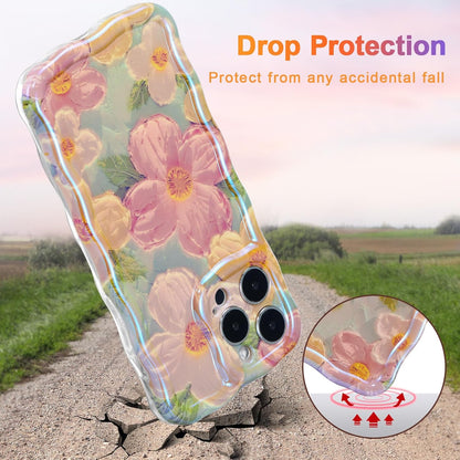 SupShell™️ TPU Oil Painting Printed Flower Case Series for iPhone 15 Pro Max, Green