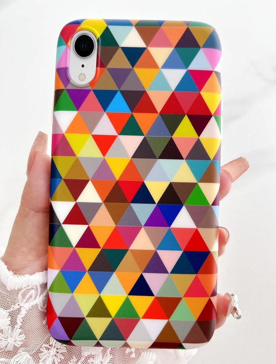 SupShell™️ TPU Geometric Pattern Case Series Compatible with iPhone XR, Abstract Colorful Grid - Supshell