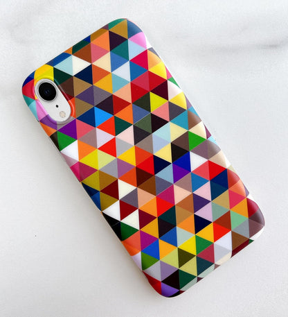 SupShell™️ TPU Geometric Pattern Case Series Compatible with iPhone XR, Abstract Colorful Grid