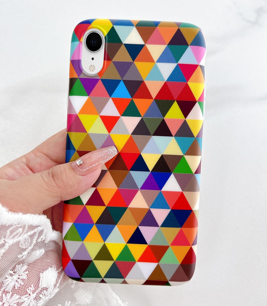 SupShell™️ TPU Geometric Pattern Case Series Compatible with iPhone XR, Abstract Colorful Grid - Supshell
