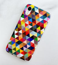 SupShell™️ TPU Geometric Pattern Case Series Compatible with iPhone XR, Abstract Colorful Grid - Supshell