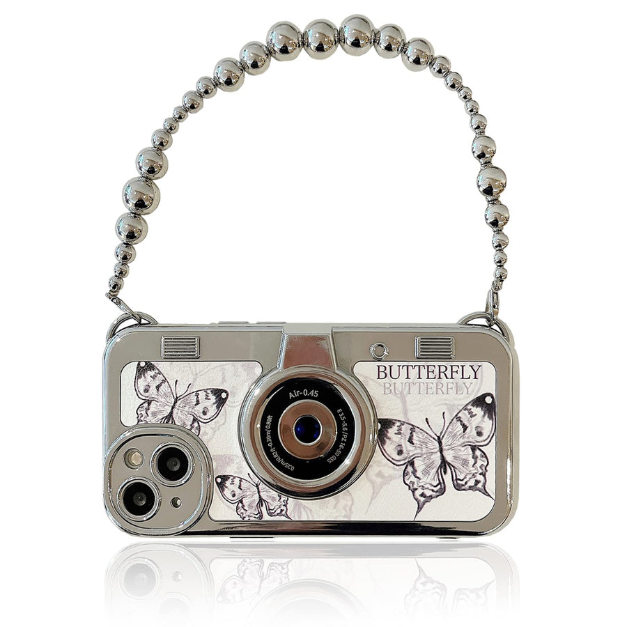 SupShell™ Retro Camera iPhone Case - TPU & Leather | Shockproof 3D Protection for Women - Butterfly - Supshell
