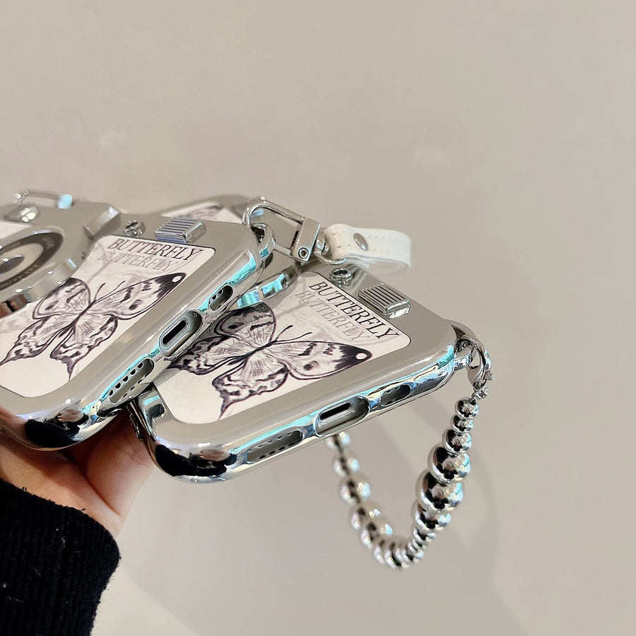 SupShell™ Retro Camera iPhone Case - TPU & Leather | Shockproof 3D Protection for Women - Butterfly - Supshell